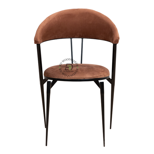 PREMIUM MODERN BROWN VELVET DINING CHAIR WITH CURVED BACKREST