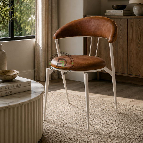 PREMIUM MODERN BROWN VELVET DINING CHAIR WITH CURVED BACKREST