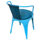 BLUE PADDED METAL DINING ARMCHAIR