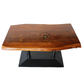 LIVE-EDGE WOODEN DINING TABLE WITH DOUBLE COLUMN PLATFORM BASE