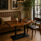 LIVE-EDGE WOODEN DINING TABLE WITH DOUBLE COLUMN PLATFORM BASE