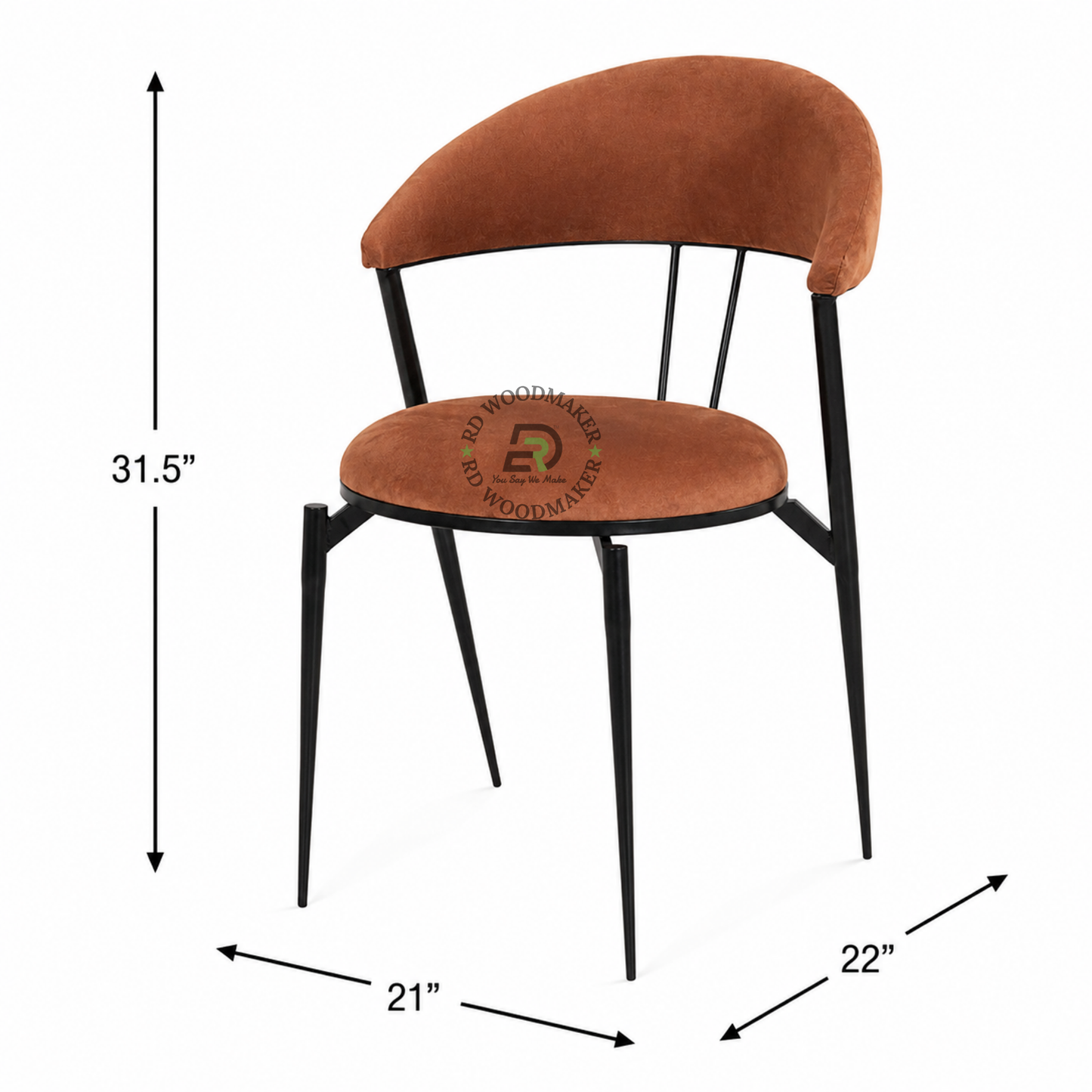 PREMIUM MODERN BROWN VELVET DINING CHAIR WITH CURVED BACKREST