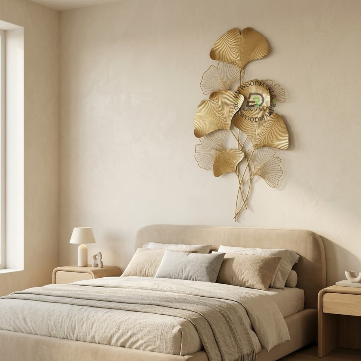 GOLDEN GINKGO CASCADE METAL WALL ART