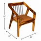 WOODEN DINING ARMCHAIR WITH BLACK METAL SPINDLE BACK AND TAN CUSHION