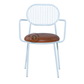 PREMIUM WHITE WIRE BACK ARMCHAIR WITH BROWN UPHOLSTERED SEAT