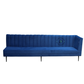 EXTRA-LONG ROYAL BLUE CHANNEL-TUFTED CORNER SOFA WITH ONE-SIDED ARMREST