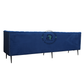 EXTRA-LONG ROYAL BLUE CHANNEL-TUFTED CORNER SOFA WITH ONE-SIDED ARMREST