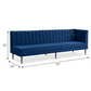 EXTRA-LONG ROYAL BLUE CHANNEL-TUFTED CORNER SOFA WITH ONE-SIDED ARMREST