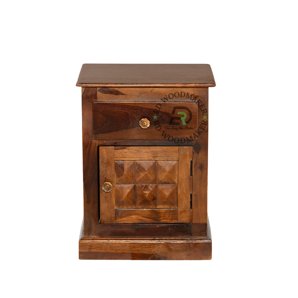 CONTEMPORARY SOLID WOOD STORAGE BEDSIDE TABLE