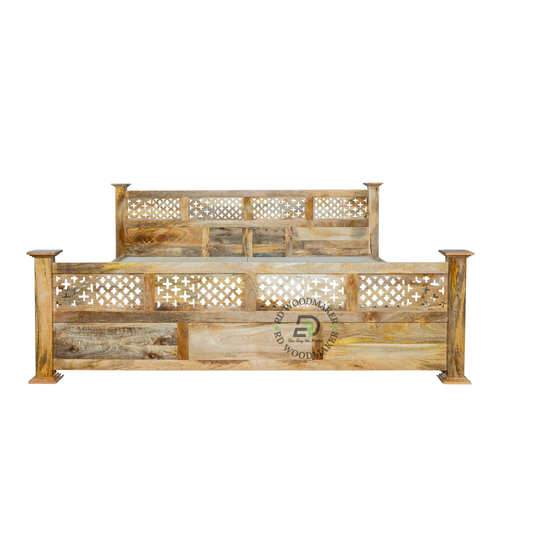 HANDCRAFTED JALI SOLID WOOD BED