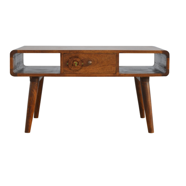 MID-CENTURY MODERN SOLID WOOD TV UNIT WITH DRAWER