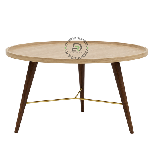 MID-CENTURY MODERN ROUND WOODEN COFFEE TABLE
