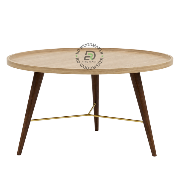 MID-CENTURY MODERN ROUND WOODEN COFFEE TABLE