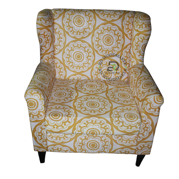YELLOW FLORAL WINGBACK ACCENT CHAIR
