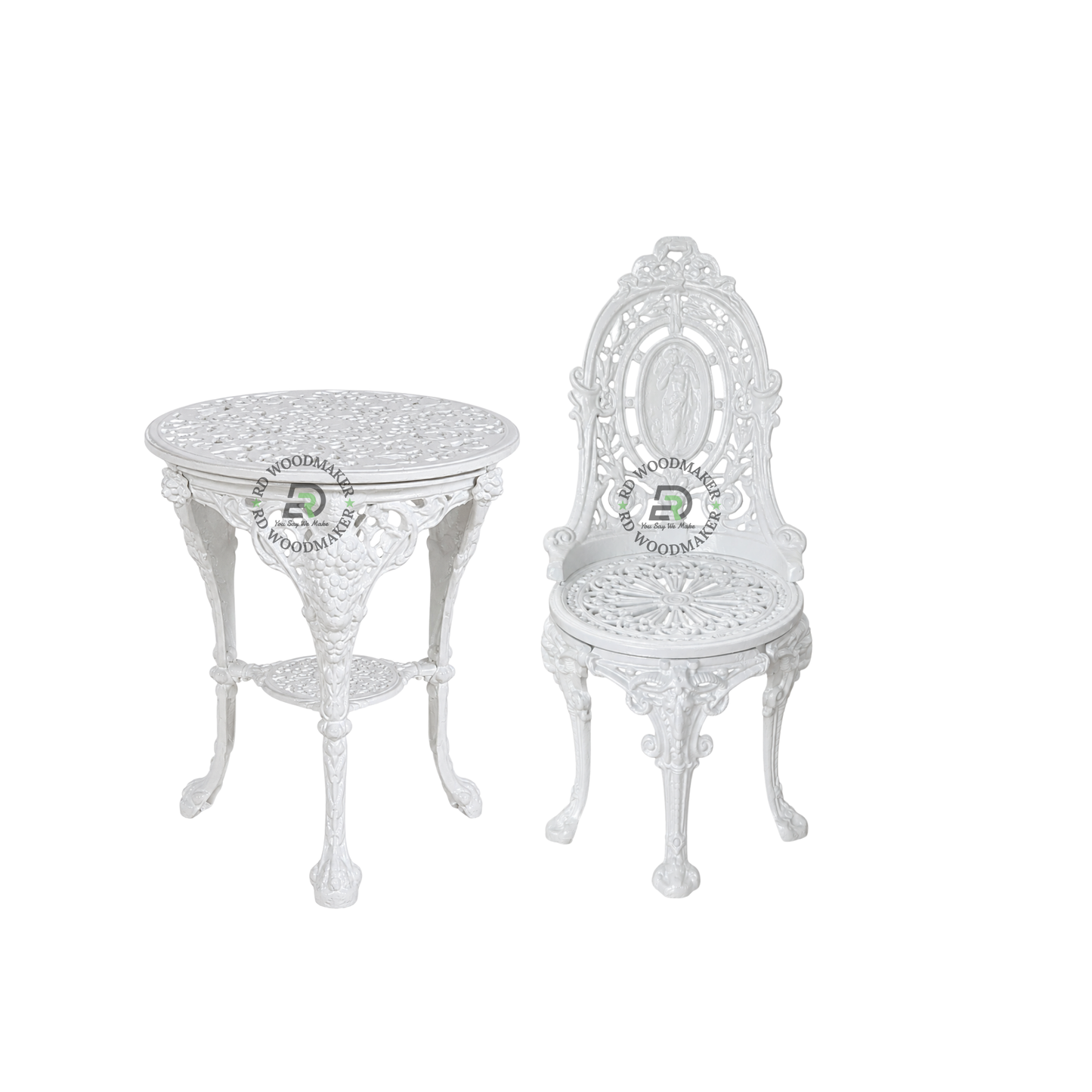 IVORY MEDALLION METAL BISTRO SET
