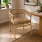 BEIGE ROPE WOVEN METAL DINING ARMCHAIR WITH TAUPE CUSHION