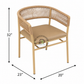 BEIGE ROPE WOVEN METAL DINING ARMCHAIR WITH TAUPE CUSHION
