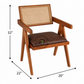 MID-CENTURY CANE BACK WOODEN ARMCHAIR WITH DARK BROWN CUSHION