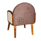 ROUND UPHOLSTERED ACCENT ARMCHAIR WITH CANE SIDE PANELS