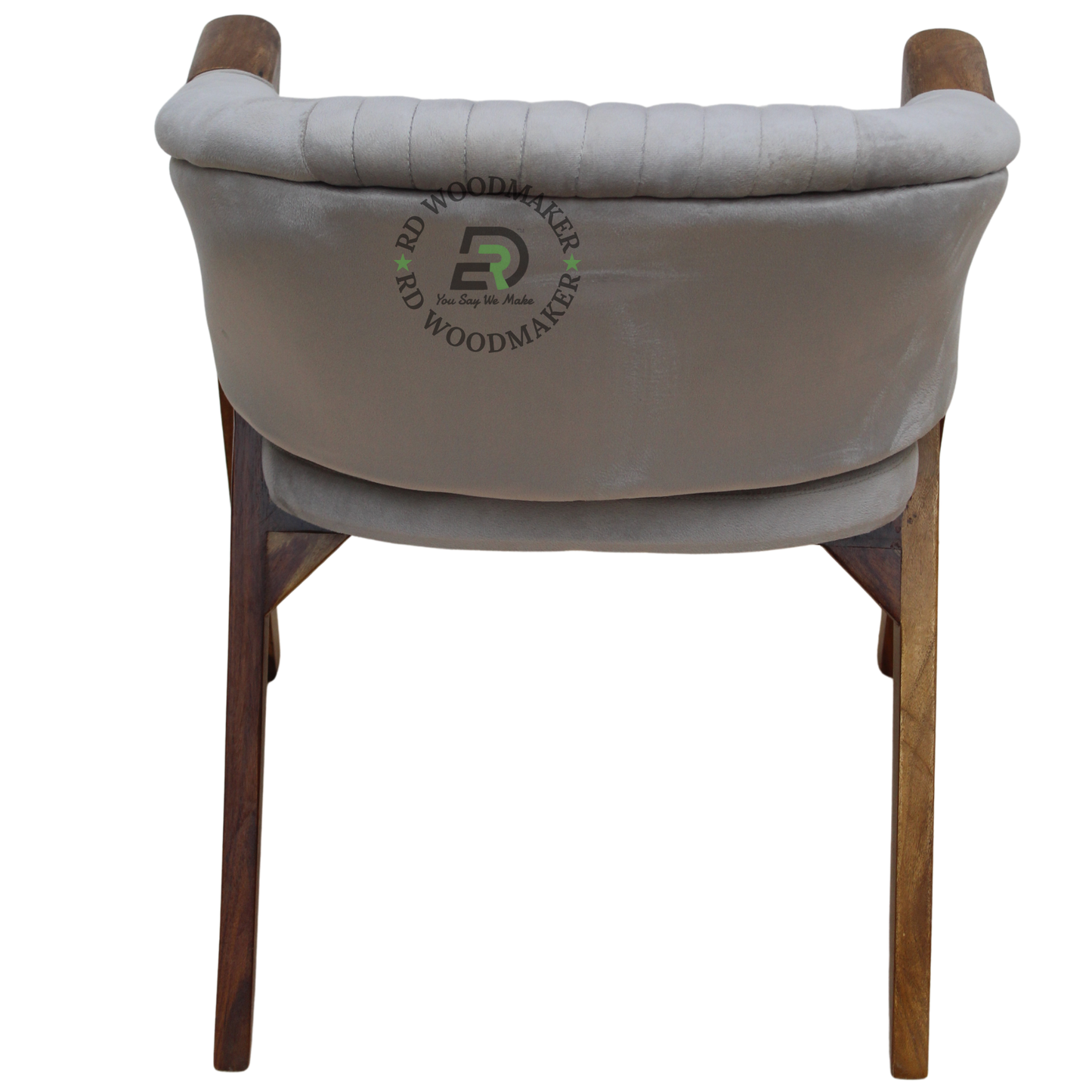 GREY CHANNEL-TUFTED UPHOLSTERED WOODEN ARMCHAIR