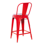 PREMIUM RED INDUSTRIAL METAL BAR STOOL WITH HIGH BACKREST
