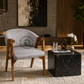 GREY CHANNEL-TUFTED UPHOLSTERED WOODEN ARMCHAIR