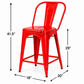 PREMIUM RED INDUSTRIAL METAL BAR STOOL WITH HIGH BACKREST