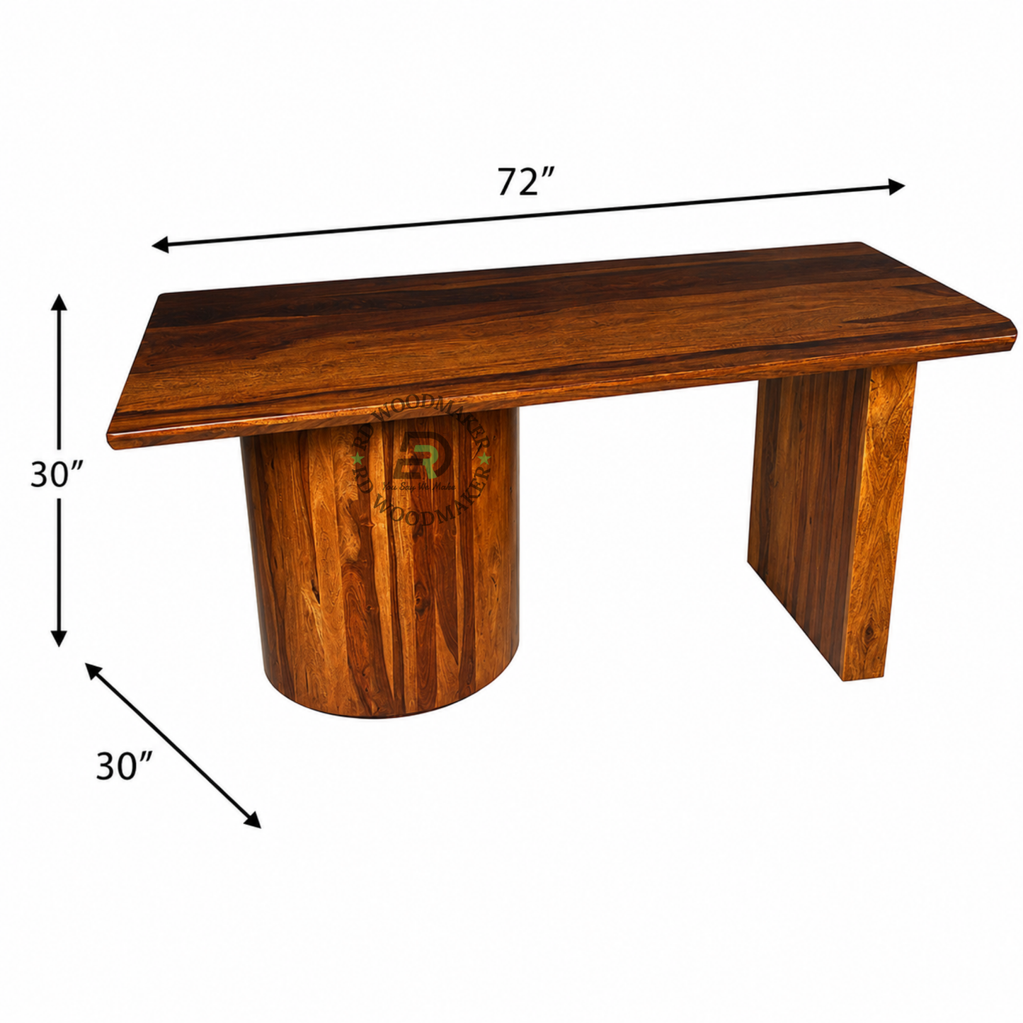 SCULPTURAL WOODEN DINING TABLE WITH CURVED PEDESTAL AND PANEL BASE