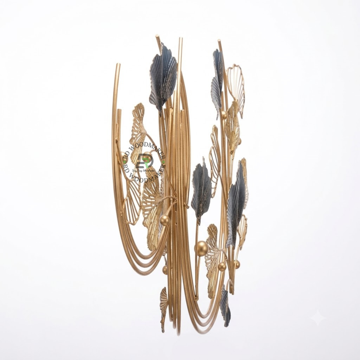 GINKGO BREEZE GOLD & CHARCOAL METAL WALL DECOR