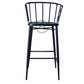 BLACK METAL SPINDLE-BACK BAR STOOL WITH CURVED BACKREST