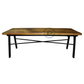 INDUSTRIAL RECTANGULAR WOODEN COFFEE TABLE WITH CROSS-BRACED METAL FRAME