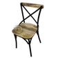 INDUSTRIAL CROSS BACK WOOD AND METAL DINING CHAIR