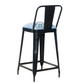 PREMIUM BLACK INDUSTRIAL BAR STOOL WITH GREY UPHOLSTERED SEAT