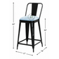 PREMIUM BLACK INDUSTRIAL BAR STOOL WITH GREY UPHOLSTERED SEAT