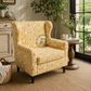 YELLOW FLORAL WINGBACK ACCENT CHAIR