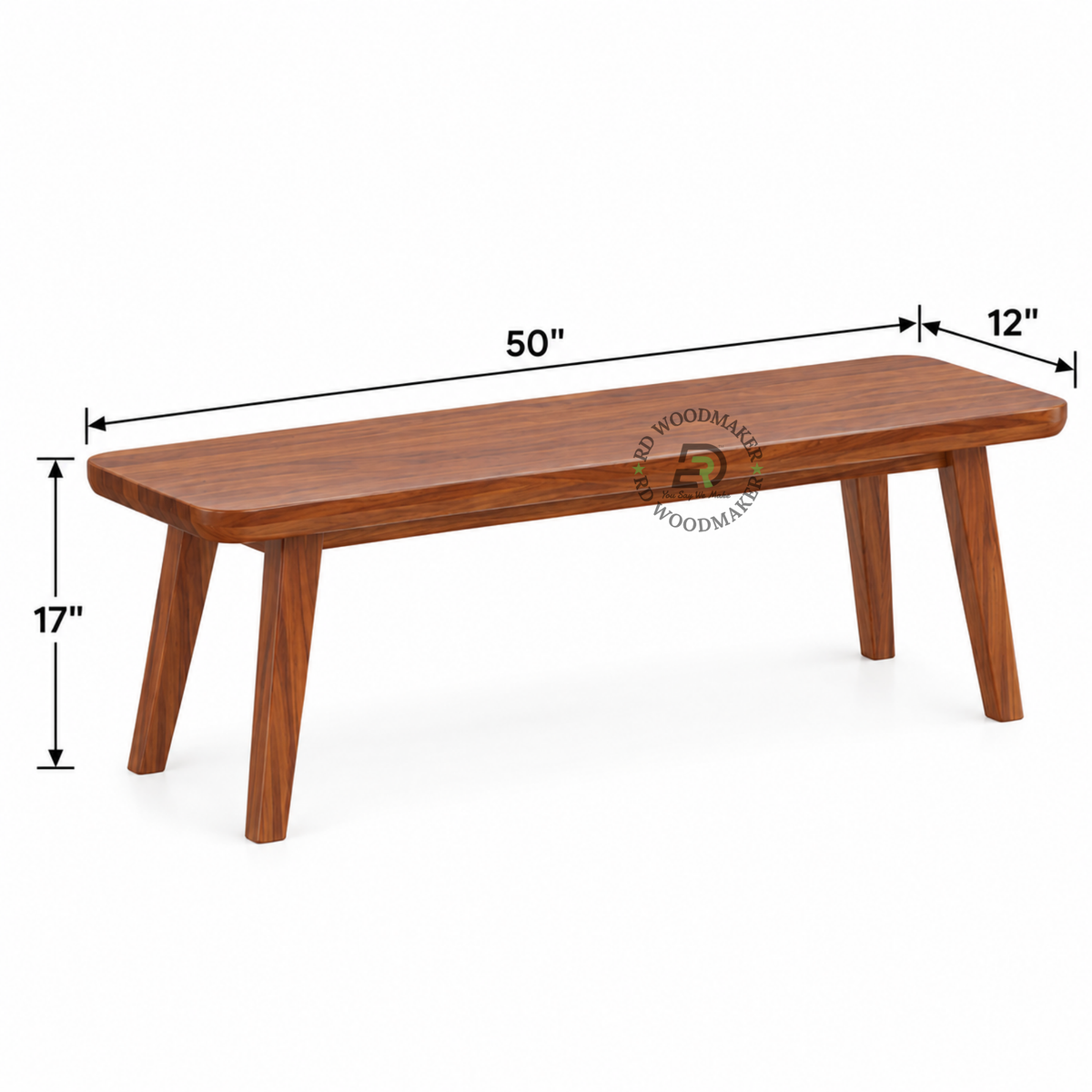 SOREN MINIMAL SOLID WOOD DINING BENCH WITH ANGLED LEGS