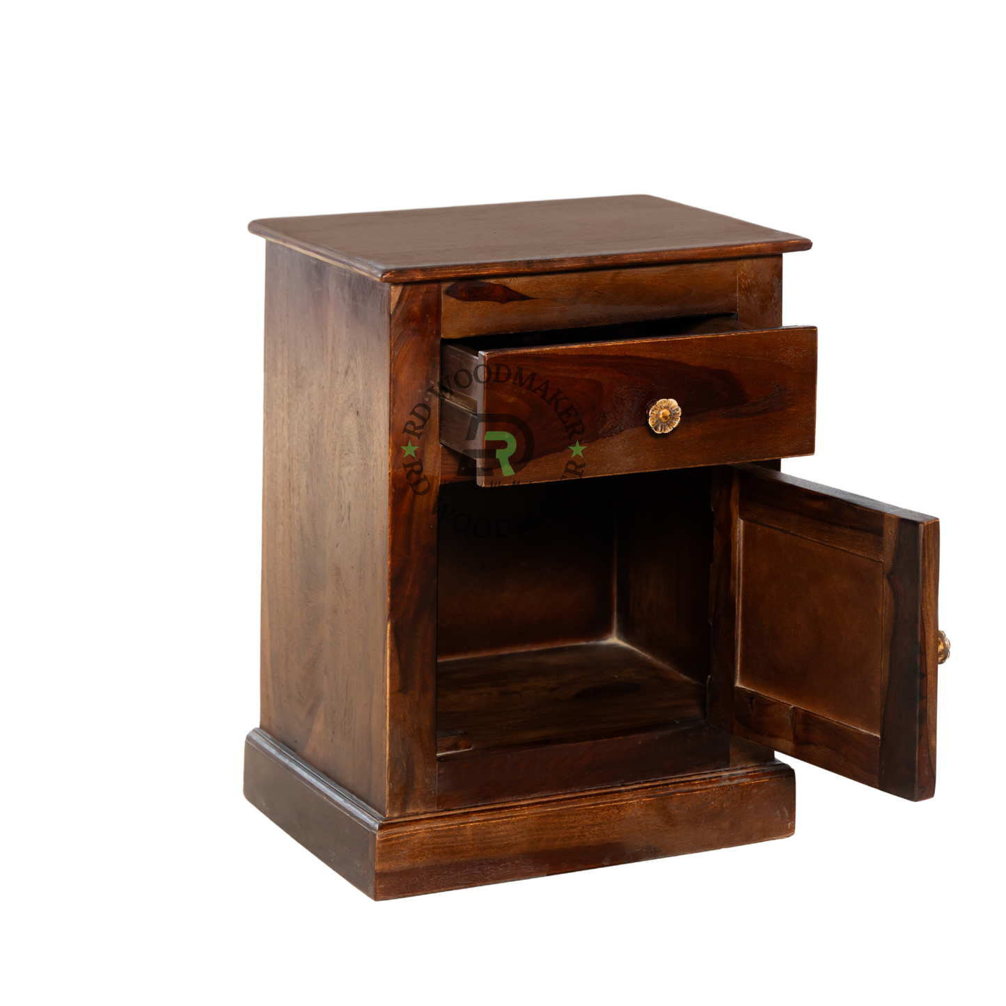 CONTEMPORARY SOLID WOOD STORAGE BEDSIDE TABLE