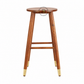 ORION ROUND SOLID WOOD BAR STOOL WITH BRASS ACCENTS