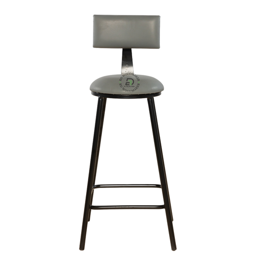 PREMIUM MODERN UPHOLSTERED BAR STOOL WITH BACKREST & BLACK METAL FRAME