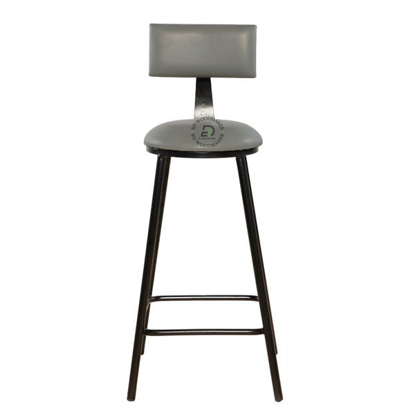 PREMIUM MODERN UPHOLSTERED BAR STOOL WITH BACKREST & BLACK METAL FRAME