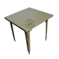 MODERN SQUARE BEIGE METAL DINING TABLE WITH TAPERED LEGS