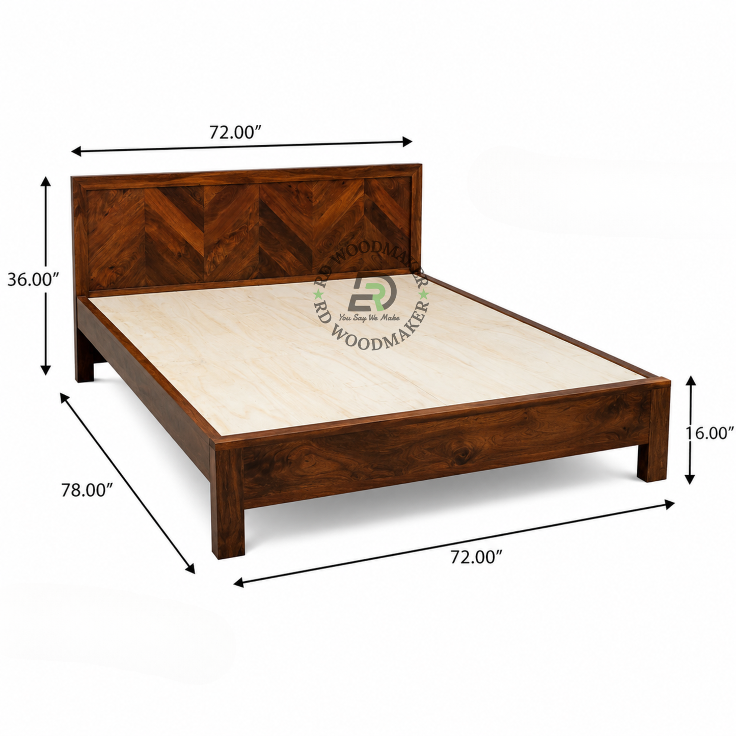 PREMIUM CHEVRON PANEL WOODEN QUEEN SIZE BED