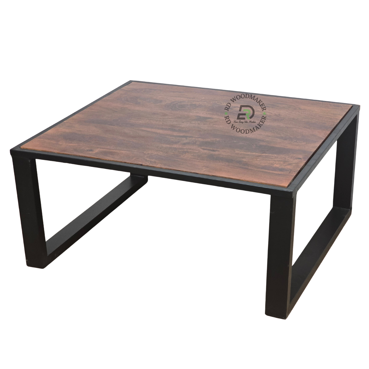 INDUSTRIAL SQUARE WOODEN DINING TABLE WITH BLACK METAL FRAME
