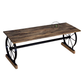 INDUSTRIAL WAGON-WHEEL WOODEN BENCH WITH BLACK METAL FRAME