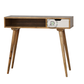 SCANDINAVIAN SOLID WOOD CONSOLE TABLE WITH OPEN SHELF & WHITE DRAWER