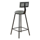 PREMIUM MODERN UPHOLSTERED BAR STOOL WITH BACKREST & BLACK METAL FRAME