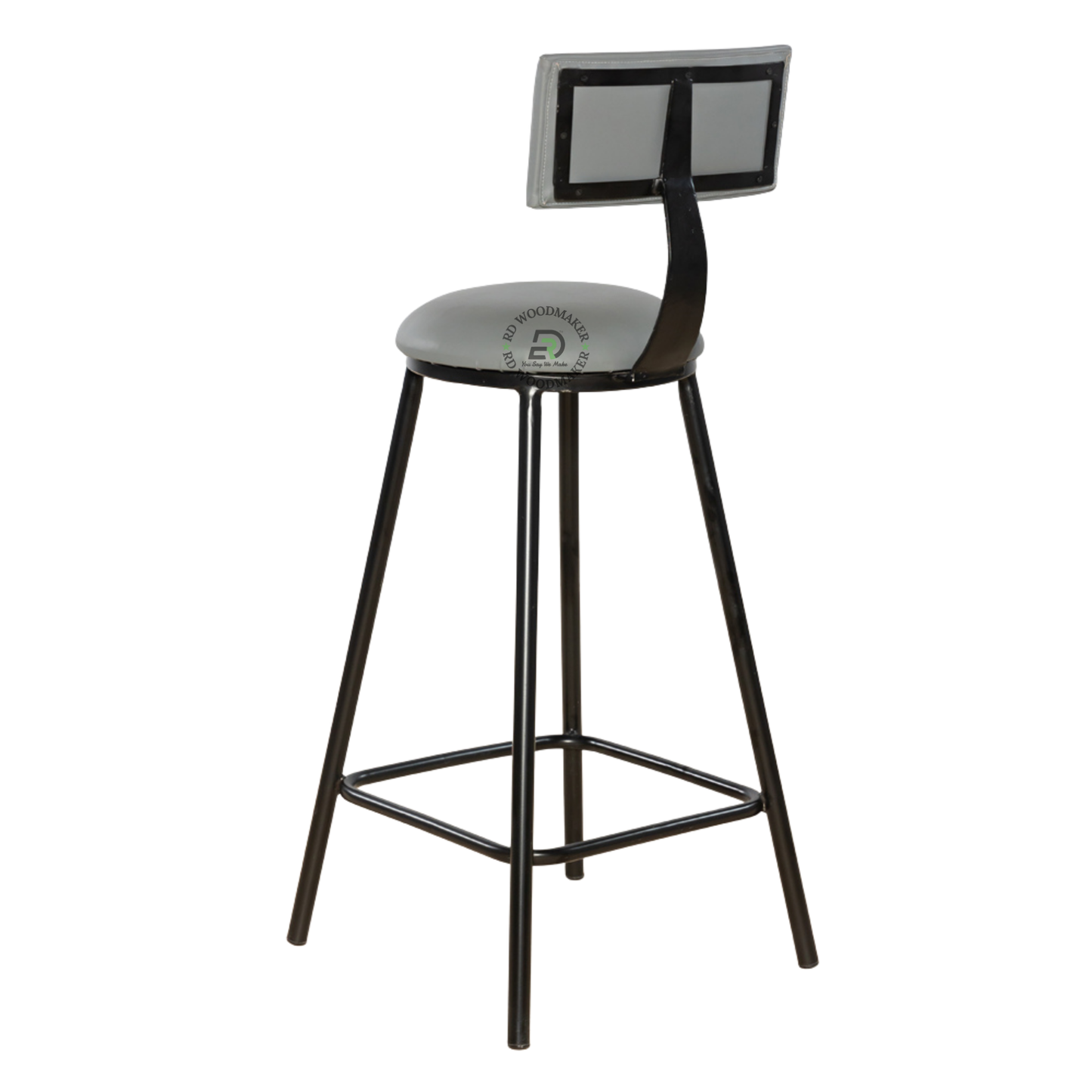 PREMIUM MODERN UPHOLSTERED BAR STOOL WITH BACKREST & BLACK METAL FRAME