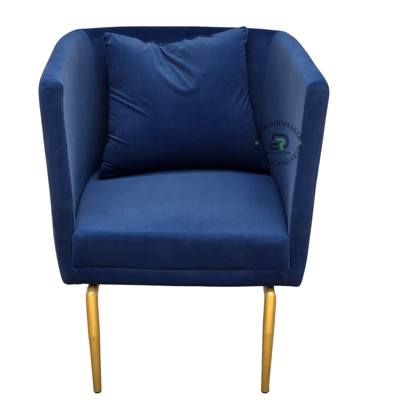 BLUE VELVET METAL LEG ACCENT CHAIR
