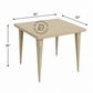 MODERN SQUARE BEIGE METAL DINING TABLE WITH TAPERED LEGS