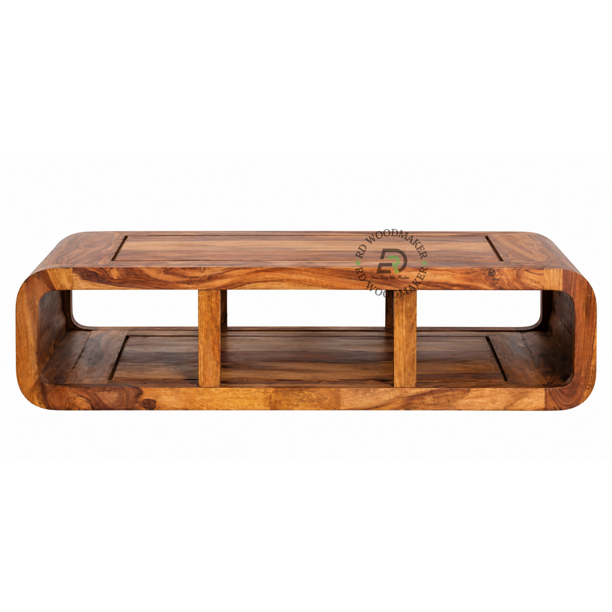 LORCAN ROUNDED OPEN-SHELF SOLID WOOD TV UNIT